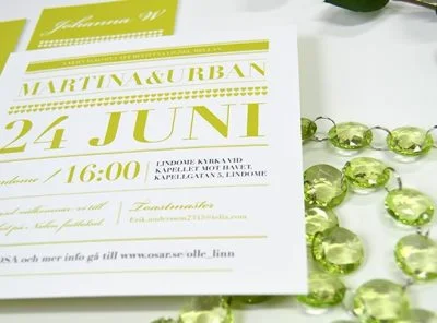 Barcelona bröllop kort limegrön