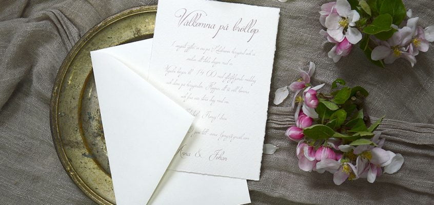 Bröllopskort handgjort papper med kuvert Särö