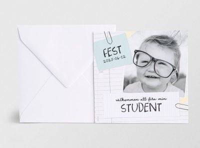 Inbjudningskort student Plugget med kuvert