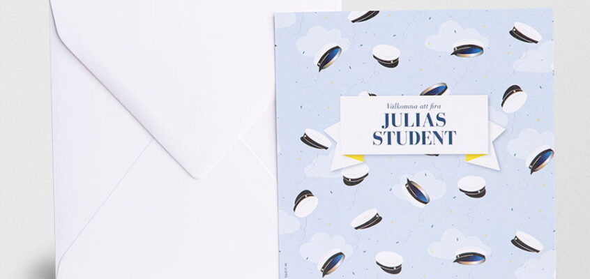 studentinbjudan Studentmössa med kuvert