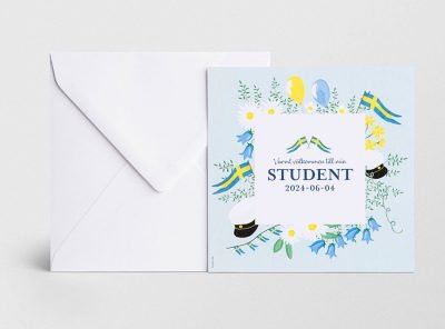 Studentinbjudningskort Sommar med kuvert