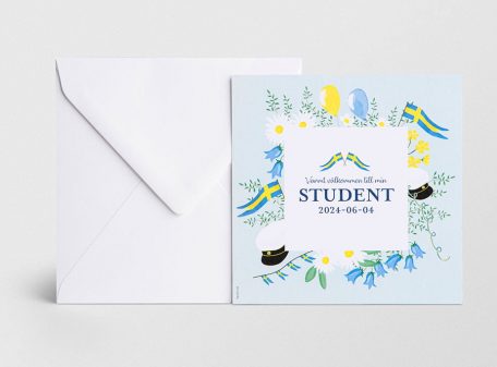 Studentinbjudningskort Sommar med kuvert